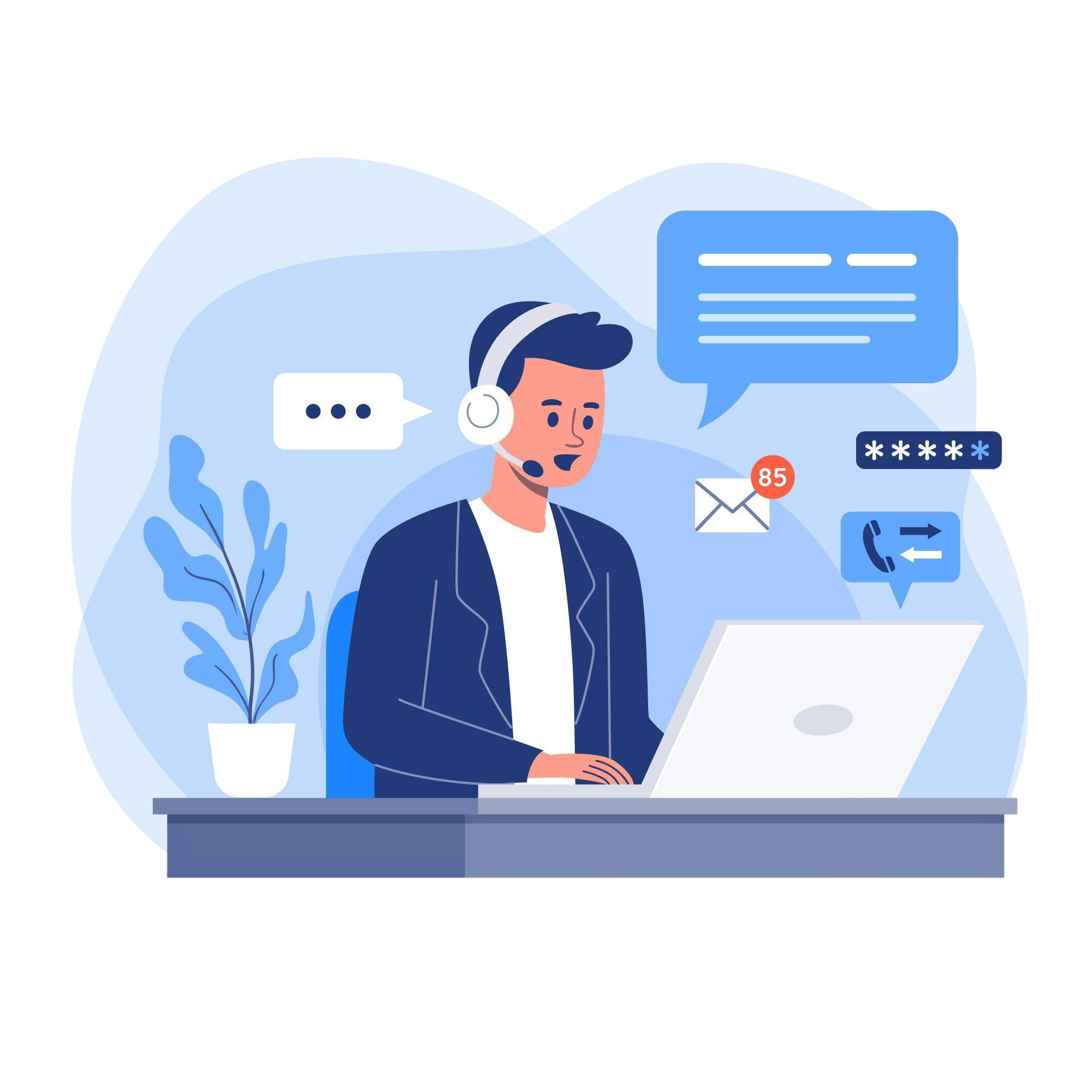 Retail Markup contact and support illustration